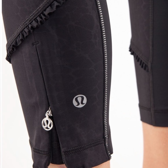 lululemon athletica Pants - Lululemon Run: Stay On Course Crop Black Glacier Lace Embossed leggings